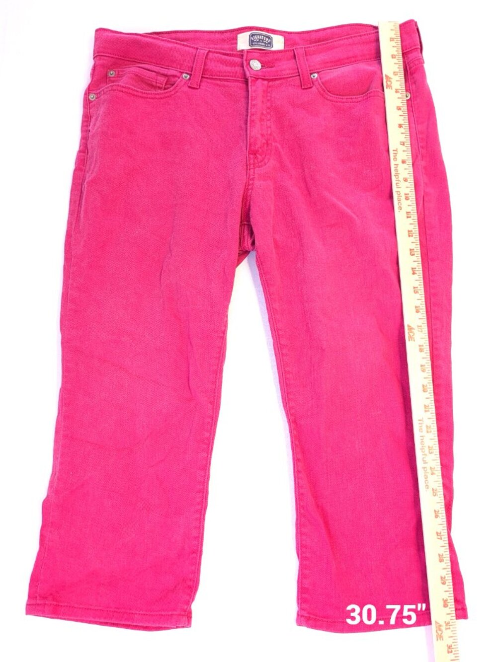 Signature by Levi Strauss Cropped Pink Jeans - Women's 16 - Misses Capri Style - Picture 6 of 7